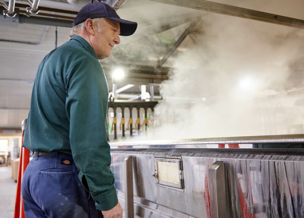 man in syrup factory